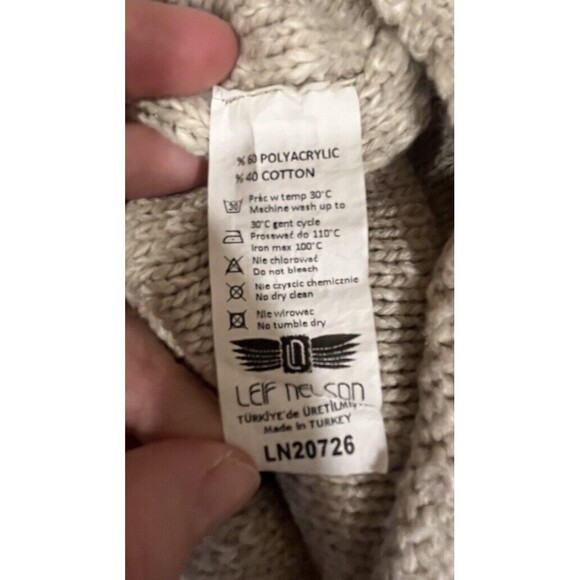 Leif Nelson Mens Knit Hoodie Beige XLarge Preppy City Boho Outdoor - Picture 4 of 12